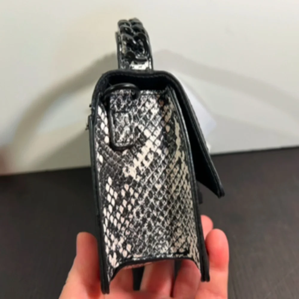 Nicole Miller Snakeskin Mini Crossbody/Handbag/Purse Black/White